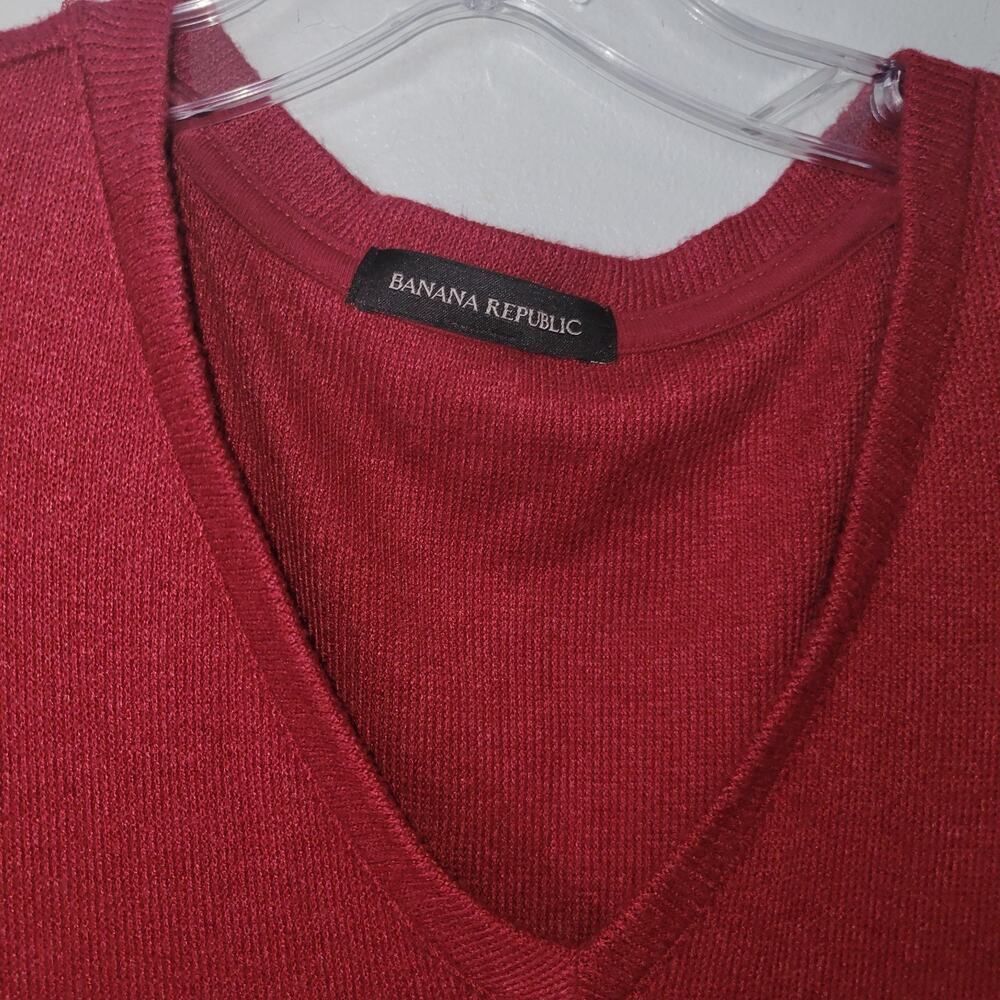 BANANA REPUBLIC Midi Dress L Ribbed-Knit Mulled Cranberry Red $99 - Picture 3 of 3